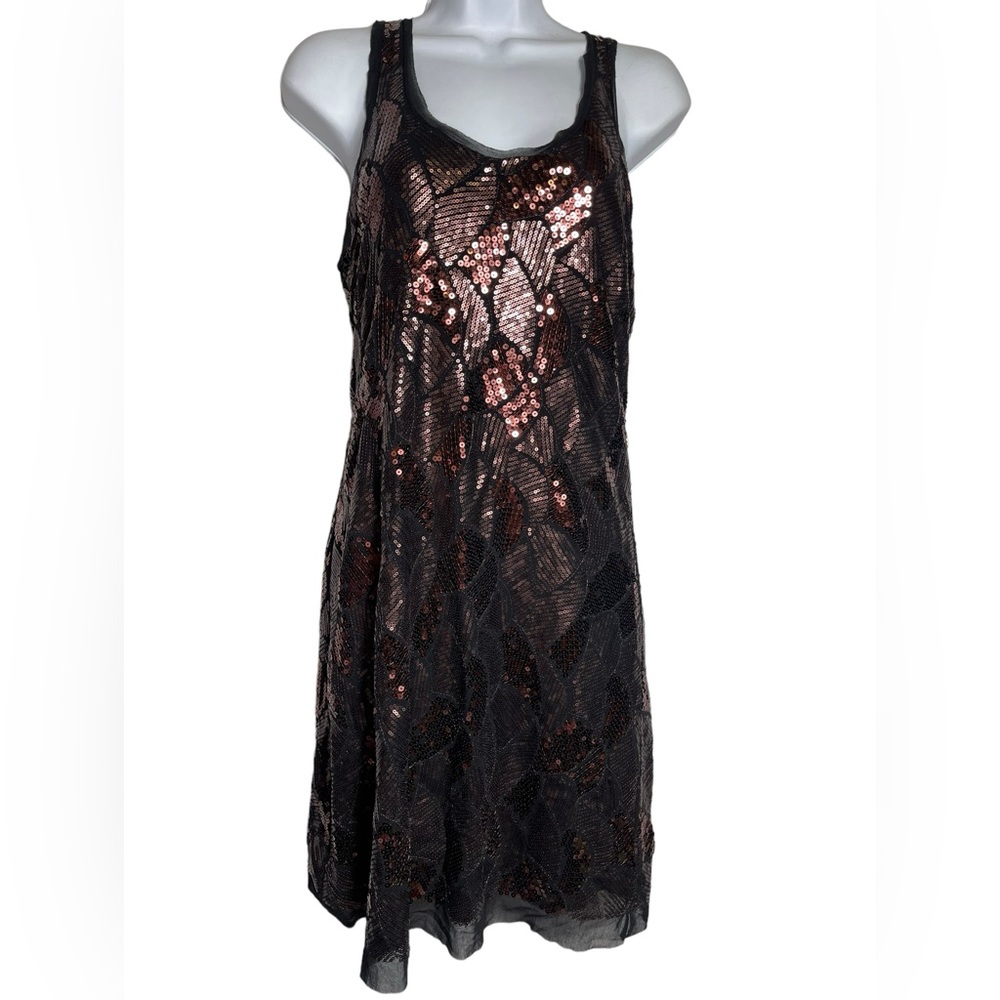 NWT Chelsea & Violet dress size L bronze and black sequined party dress 🤎🖤🤎